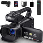 6K Camcorder Video Camera 64MP IR Night Vision Vlogging Camera for YouTube 18X Digital Zoom 4.0 Inch Touch Screen Video Camera with WiFi Microphone Stabilizer Remote Control 64GB SD Card