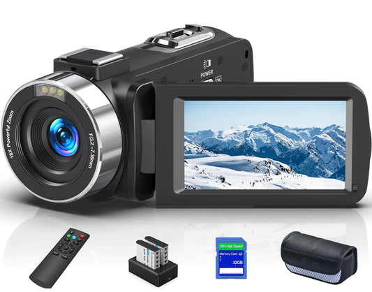 8K 64MP Camcorder Video Camera 18X Digital Zoom YouTube Vlogging Camera Webcam IR Night Vision WiFi 3.0”Touch Screen Camcorders with Microphone 32G SD Card Remote Control and 2 Batteries