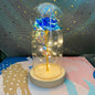 LED Glass Dome Faux Gold Foil Rose Eternal Flower