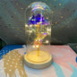 LED Glass Dome Faux Gold Foil Rose Eternal Flower